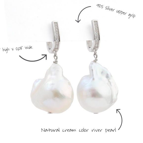 Natural river pearl earrings Gold 18k 925 plated silver or 925 silver upper grip - Picture 5 of 5